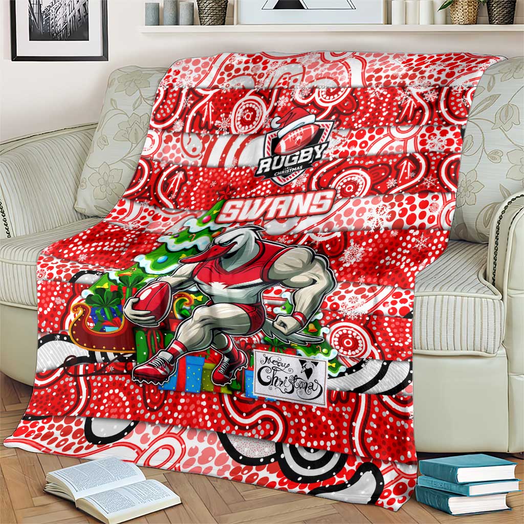 Swans Football Merry Christmas Blanket Indigenous Australian Art