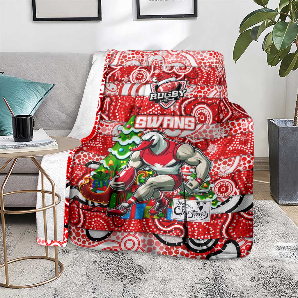 Swans Football Merry Christmas Blanket Indigenous Australian Art