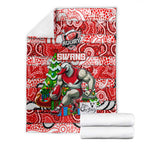 Swans Football Merry Christmas Blanket Indigenous Australian Art