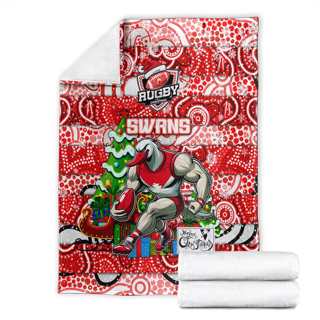Swans Football Merry Christmas Blanket Indigenous Australian Art