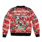 Custom Swans Rugby Merry Christmas Bomber Jacket Indigenous Australian Art