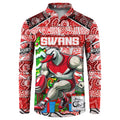 Custom Swans Rugby Merry Christmas Button Sweatshirt Indigenous Australian Art