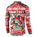 Custom Swans Rugby Merry Christmas Button Sweatshirt Indigenous Australian Art