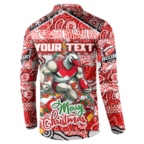 Custom Swans Rugby Merry Christmas Button Sweatshirt Indigenous Australian Art