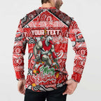 Custom Swans Rugby Merry Christmas Button Sweatshirt Indigenous Australian Art