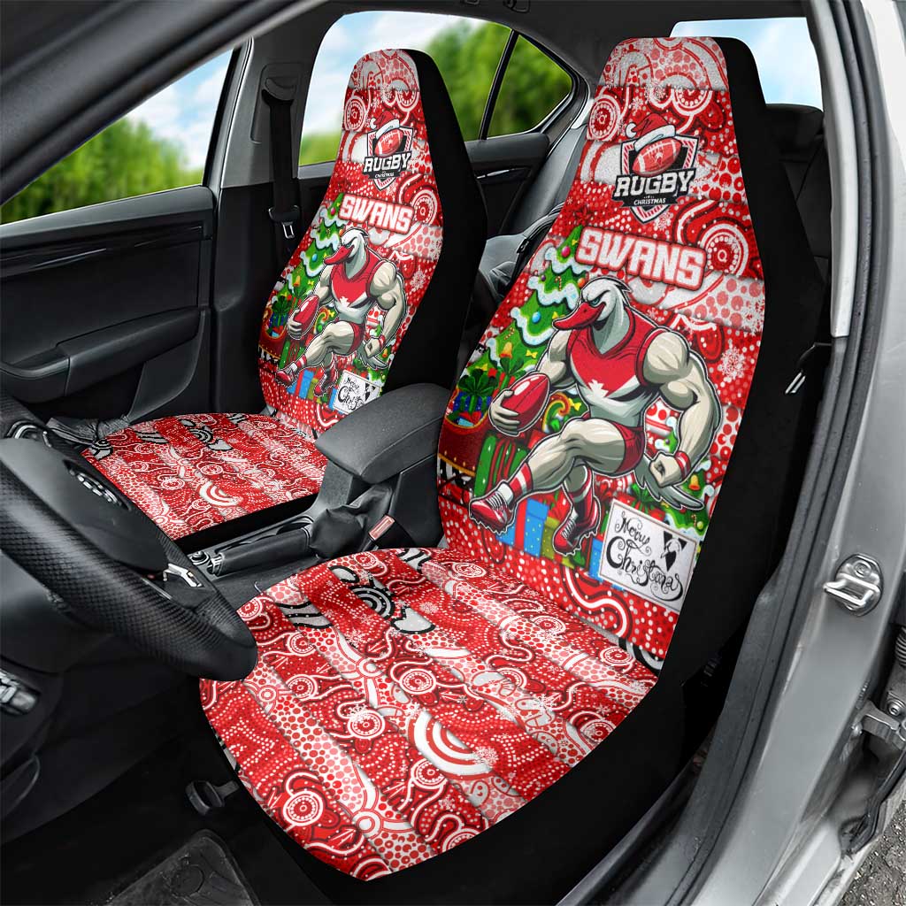 Swans Football Merry Christmas Car Seat Cover Indigenous Australian Art