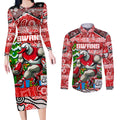 Custom Swans Rugby Merry Christmas Couples Matching Long Sleeve Bodycon Dress and Long Sleeve Button Shirt Indigenous Australian Art