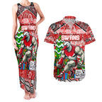 Custom Swans Rugby Merry Christmas Couples Matching Tank Maxi Dress and Hawaiian Shirt Indigenous Australian Art