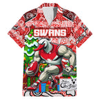 Custom Swans Rugby Merry Christmas Family Matching Mermaid Dress and Hawaiian Shirt Indigenous Australian Art