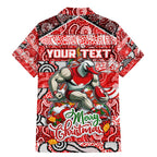 Custom Swans Rugby Merry Christmas Family Matching Mermaid Dress and Hawaiian Shirt Indigenous Australian Art