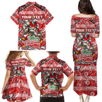 Custom Swans Rugby Merry Christmas Family Matching Puletasi and Hawaiian Shirt Indigenous Australian Art