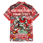 Custom Swans Rugby Merry Christmas Family Matching Puletasi and Hawaiian Shirt Indigenous Australian Art