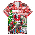 Custom Swans Rugby Merry Christmas Family Matching Summer Maxi Dress and Hawaiian Shirt Indigenous Australian Art