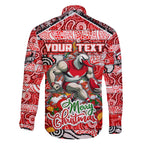 Custom Swans Rugby Merry Christmas Family Matching Tank Maxi Dress and Hawaiian Shirt Indigenous Australian Art