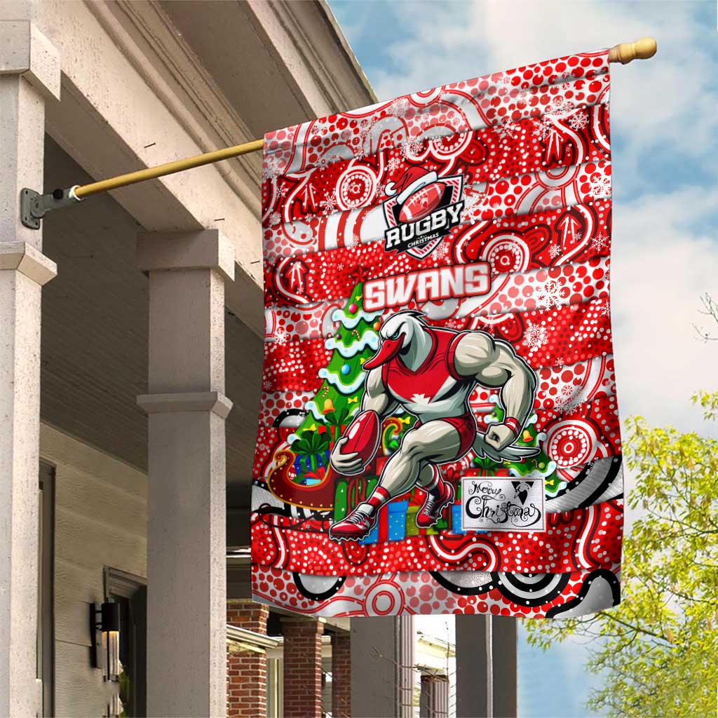 Swans Football Merry Christmas Garden Flag Indigenous Australian Art