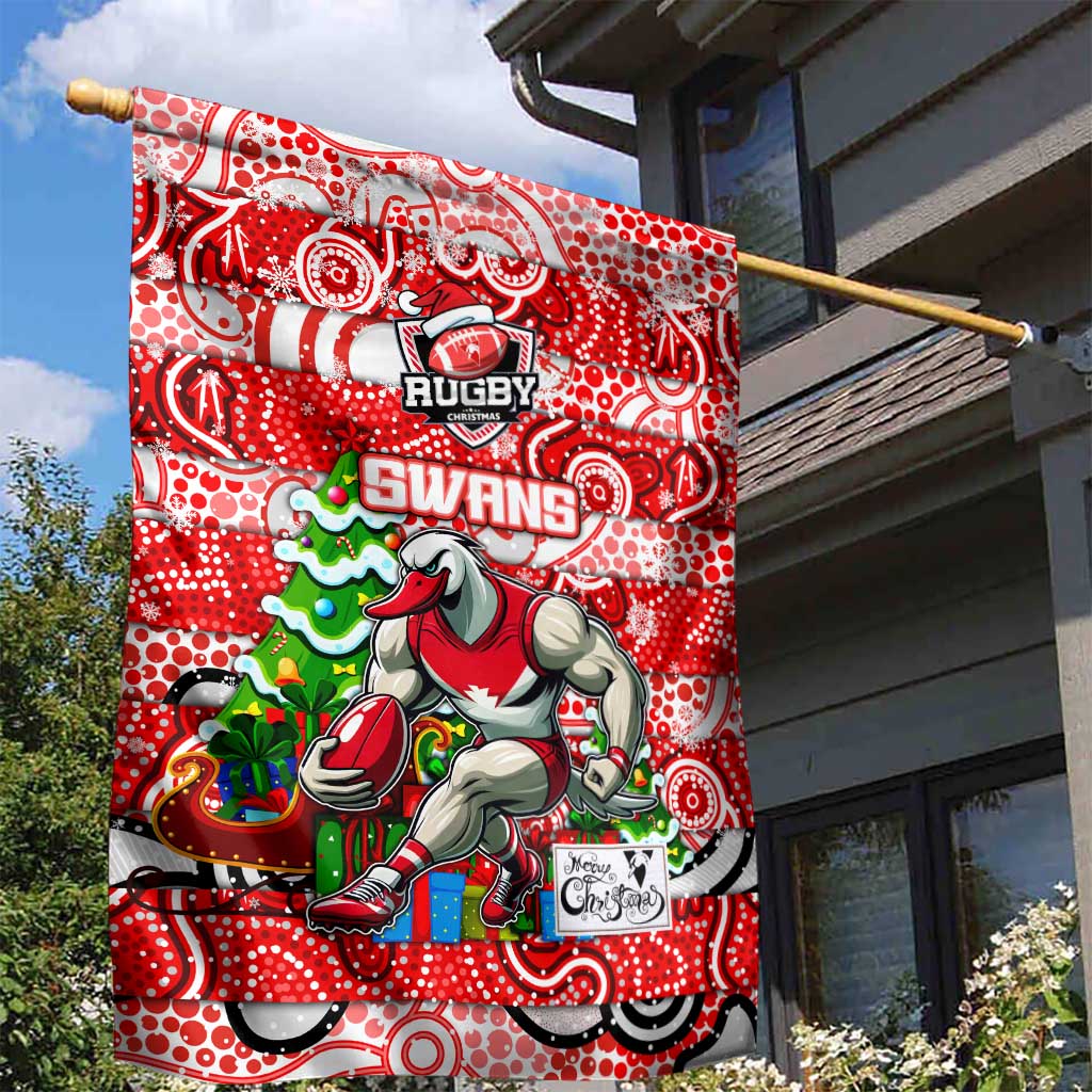 Swans Football Merry Christmas Garden Flag Indigenous Australian Art
