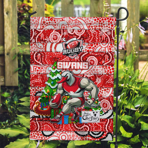 Swans Football Merry Christmas Garden Flag Indigenous Australian Art