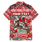 Custom Swans Rugby Merry Christmas Hawaiian Shirt Indigenous Australian Art