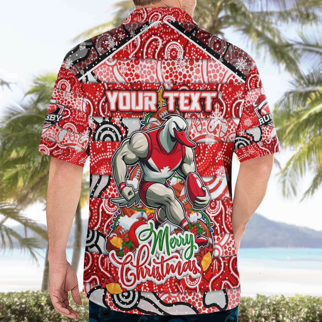Custom Swans Rugby Merry Christmas Hawaiian Shirt Indigenous Australian Art