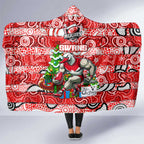 Swans Football Merry Christmas Hooded Blanket Indigenous Australian Art