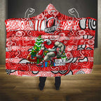 Swans Football Merry Christmas Hooded Blanket Indigenous Australian Art