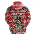 Custom Swans Rugby Merry Christmas Hoodie Indigenous Australian Art