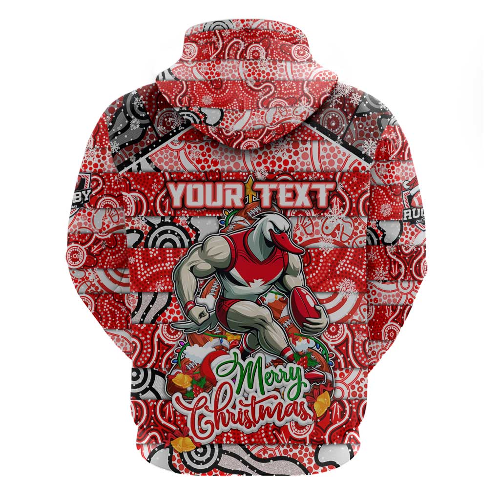 Custom Swans Rugby Merry Christmas Hoodie Indigenous Australian Art