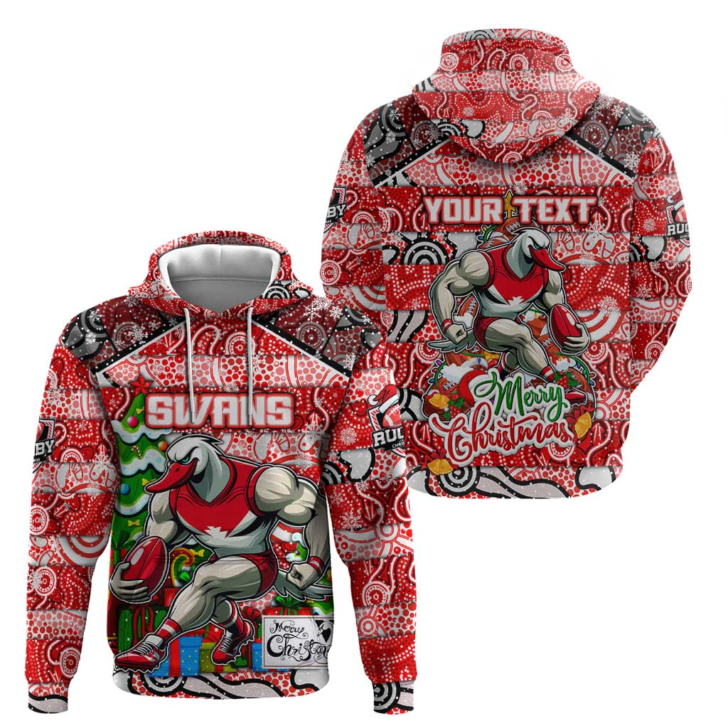 Custom Swans Rugby Merry Christmas Hoodie Indigenous Australian Art