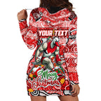 Custom Swans Rugby Merry Christmas Hoodie Dress Indigenous Australian Art