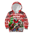 Custom Swans Rugby Merry Christmas Kid Hoodie Indigenous Australian Art