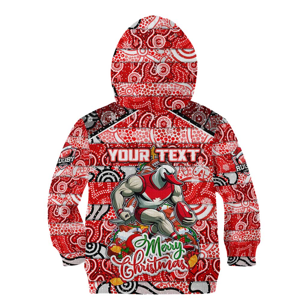 Custom Swans Rugby Merry Christmas Kid Hoodie Indigenous Australian Art