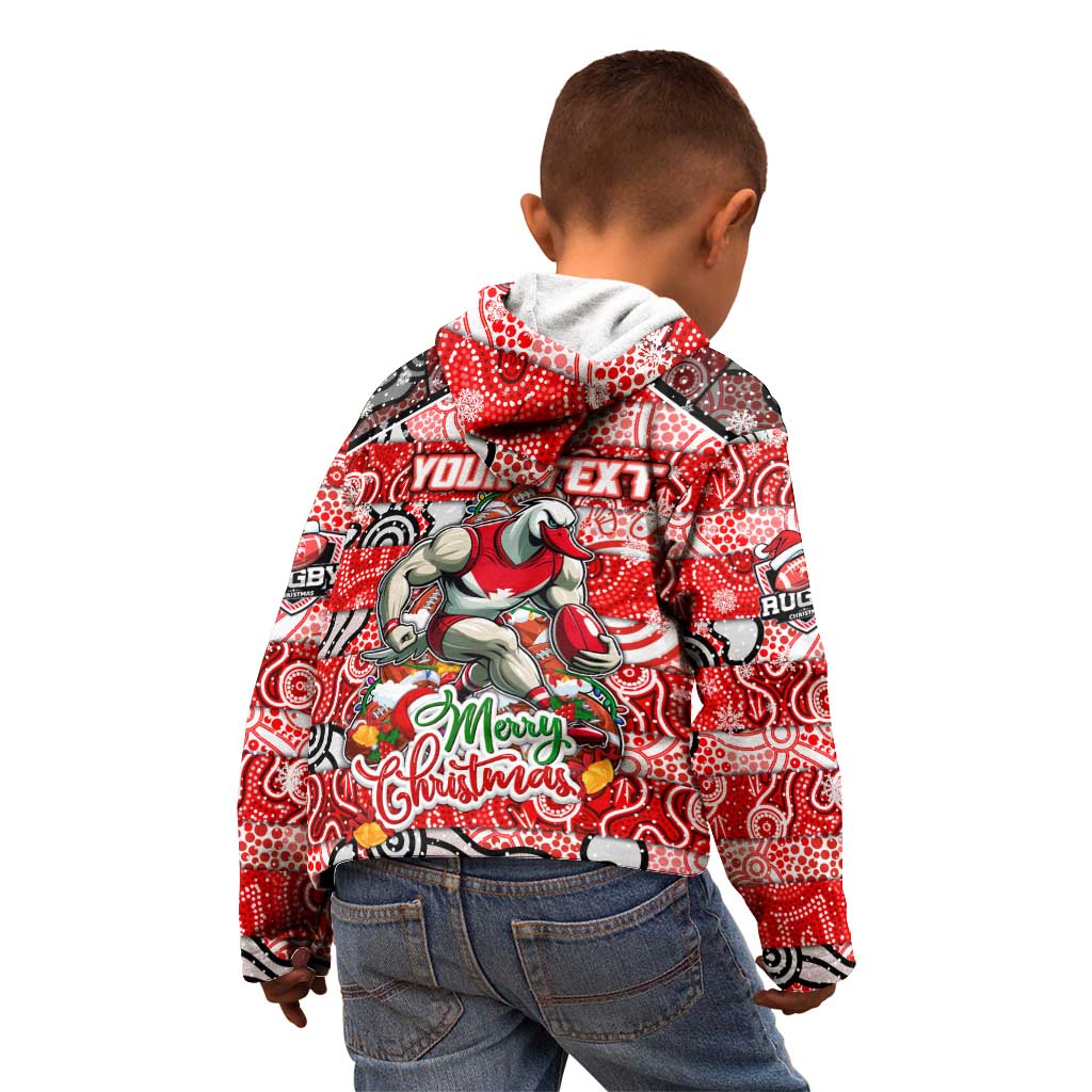 Custom Swans Rugby Merry Christmas Kid Hoodie Indigenous Australian Art