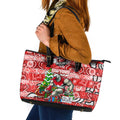 Swans Football Merry Christmas Leather Tote Bag Indigenous Australian Art