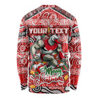 Custom Swans Rugby Merry Christmas Long Sleeve Shirt Indigenous Australian Art