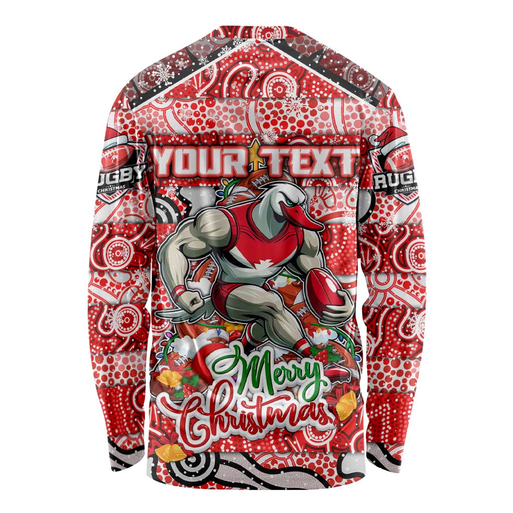 Custom Swans Rugby Merry Christmas Long Sleeve Shirt Indigenous Australian Art