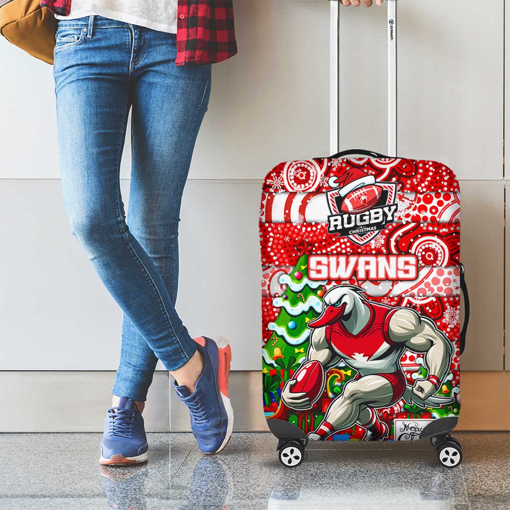 Swans Football Merry Christmas Luggage Cover Indigenous Australian Art