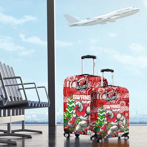 Swans Football Merry Christmas Luggage Cover Indigenous Australian Art