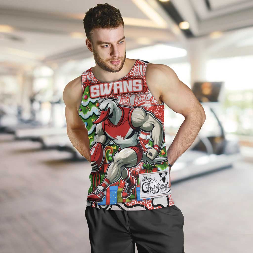 Custom Swans Rugby Merry Christmas Men Tank Top Indigenous Australian Art