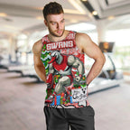 Custom Swans Rugby Merry Christmas Men Tank Top Indigenous Australian Art