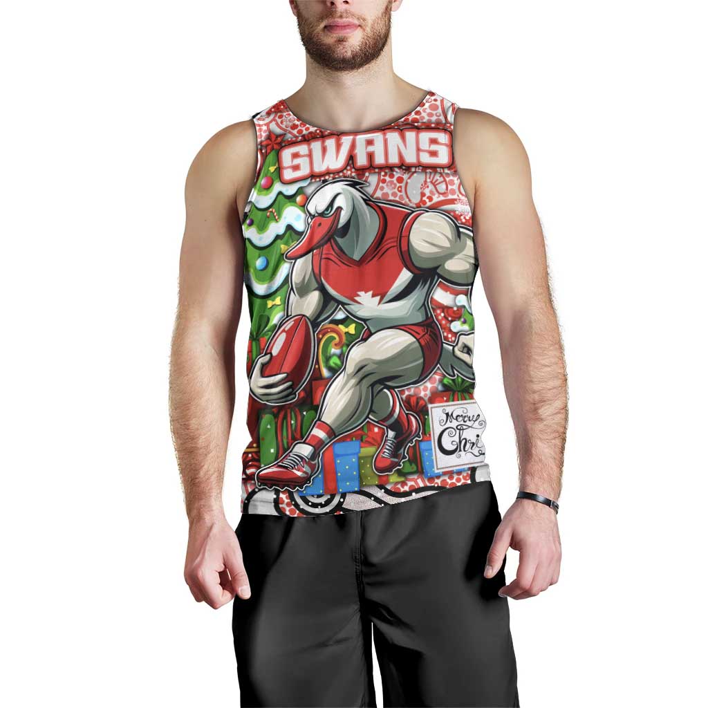 Custom Swans Rugby Merry Christmas Men Tank Top Indigenous Australian Art