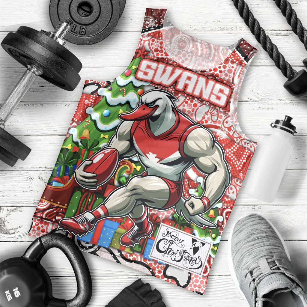 Custom Swans Rugby Merry Christmas Men Tank Top Indigenous Australian Art