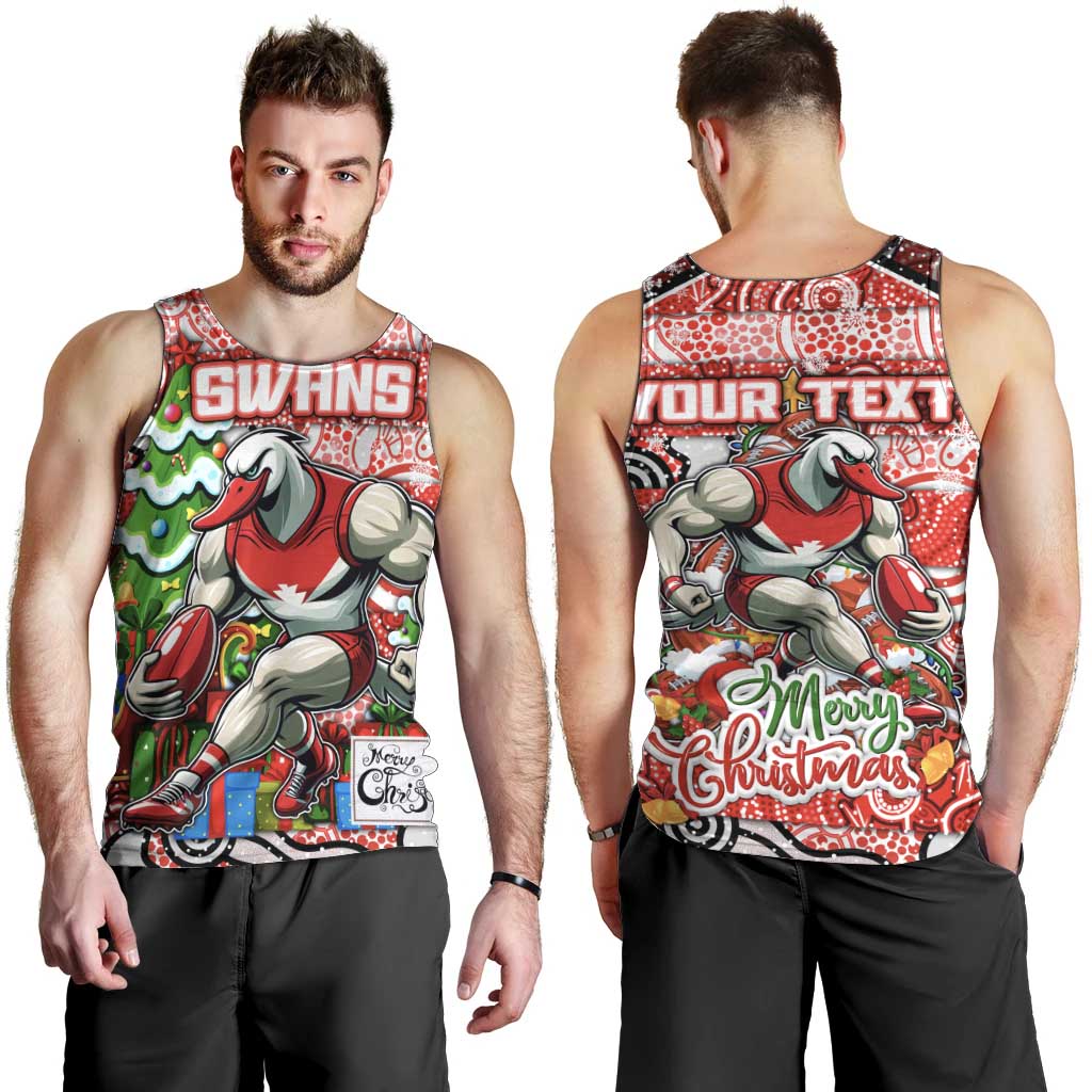 Custom Swans Rugby Merry Christmas Men Tank Top Indigenous Australian Art