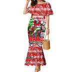 Custom Swans Rugby Merry Christmas Mermaid Dress Indigenous Australian Art