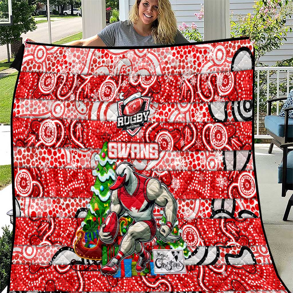 Swans Football Merry Christmas Quilt Indigenous Australian Art