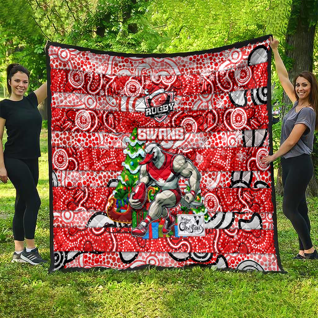 Swans Football Merry Christmas Quilt Indigenous Australian Art