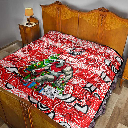 Swans Football Merry Christmas Quilt Indigenous Australian Art