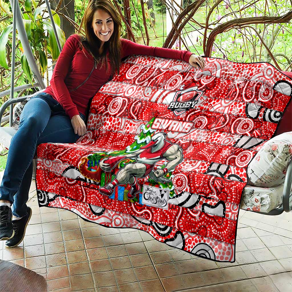 Swans Football Merry Christmas Quilt Indigenous Australian Art