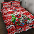 Swans Football Merry Christmas Quilt Bed Set Indigenous Australian Art
