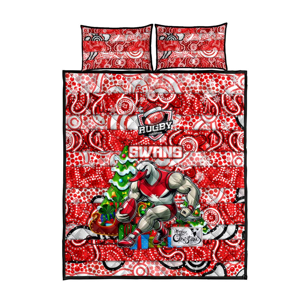 Swans Football Merry Christmas Quilt Bed Set Indigenous Australian Art