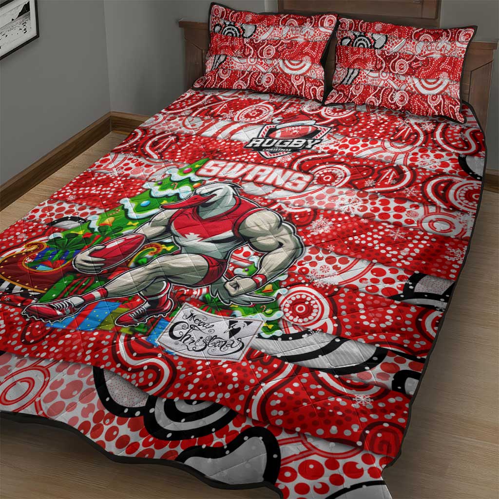 Swans Football Merry Christmas Quilt Bed Set Indigenous Australian Art